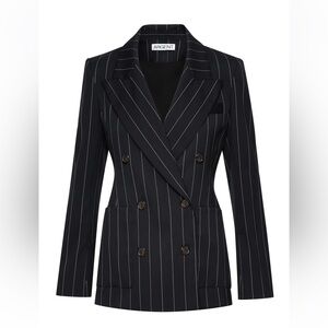 Argent Navy Pinstripe Chelsea Blazer in Stretch Wool
